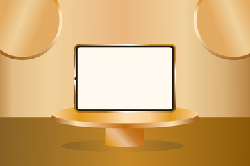 Smartphone prototype mockup gold background