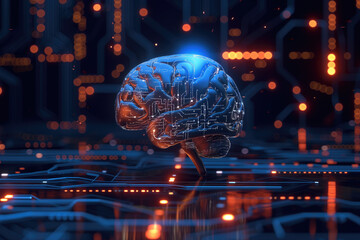 Brain connected to technology