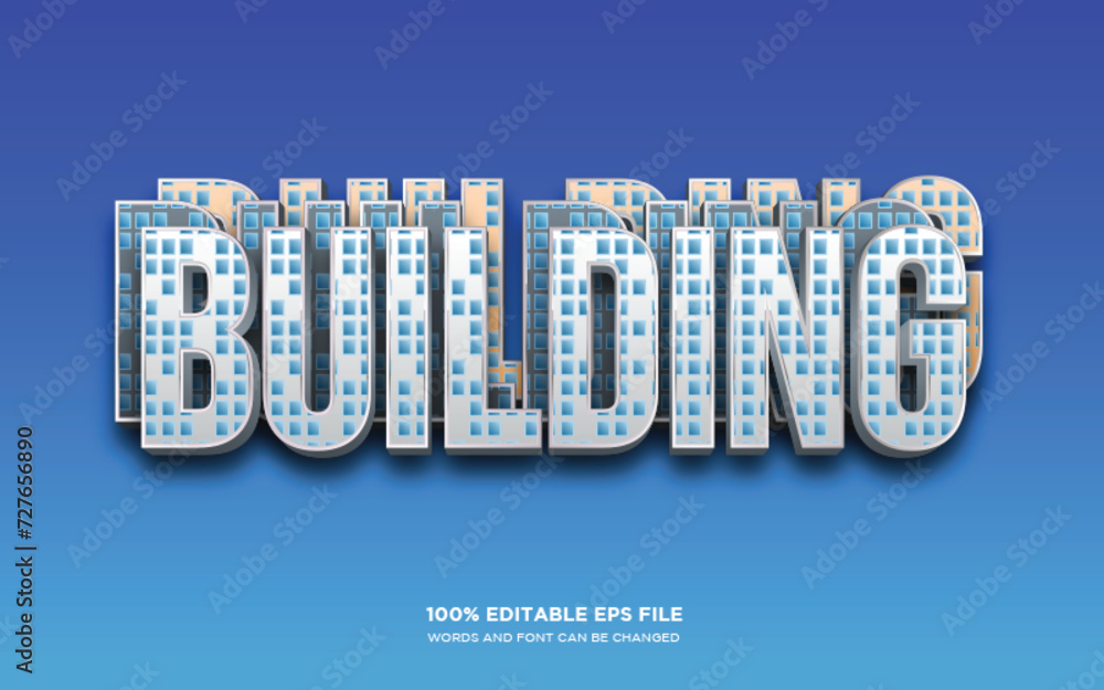 Poster building 3d editable text style effect