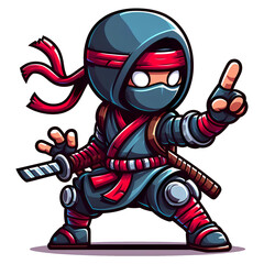 cartoon ninja fighter transparent background