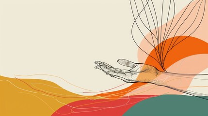 Abstract and modern one-line art style of one hand.