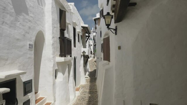 Narrow street of Binibeca Village (Binibequer Vell) in Menorca