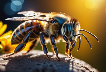 Close-up photo of a bee