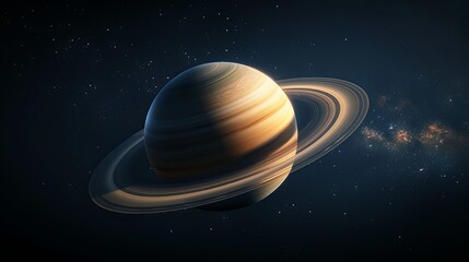 Saturn, planet with ring, 3D render planet with space background, Generative AI