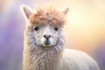 Fototapeta premium A detailed photograph capturing the close-up of a llama with a blurred background.
