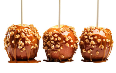 Scrumptious Caramel Apples on White or PNG Transparent Background.