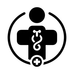 medical logo icon, flat symbol, black color silhouette