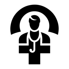 medical logo icon, flat symbol, black color silhouette