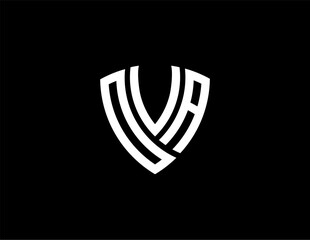 OVA creative letter shield logo design vector icon illustration	