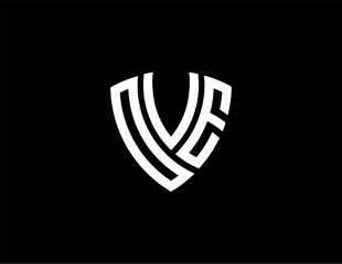 OVE creative letter shield logo design vector icon illustration	