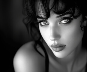 Fototapeta premium Femme fatale black and white female portraits. AI generative.