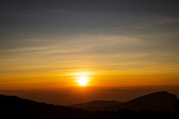 Beautiful sunset sky with clouds.