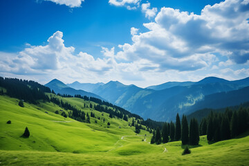 Fototapeta na wymiar Beauty of Carpathian Mountains in Ukraine. Generative AI