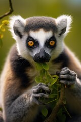 Fototapeta premium This photo showcases a detailed view of a small animal perched on a tree branch.