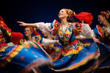 Ukrainian dancers performing hopak. Generative AI