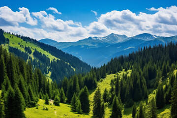 Beauty of Carpathian Mountains in Ukraine. Generative AI