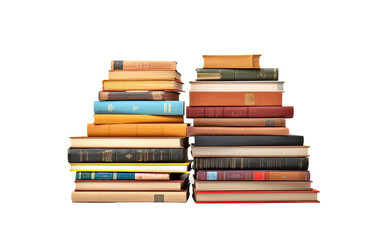 A Neat Stack of Books on White or PNG Transparent Background.