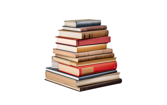 Elegance in Stack of Books on White or PNG Transparent Background.