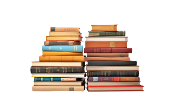 A Neat Stack of Books on White or PNG Transparent Background. - Powered by Adobe