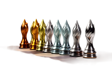 Strategic Foliage Steel Chess on White or PNG Transparent Background.