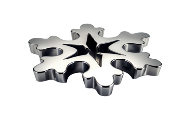 Puzzle Symphony Flower Shape on White or PNG Transparent Background.
