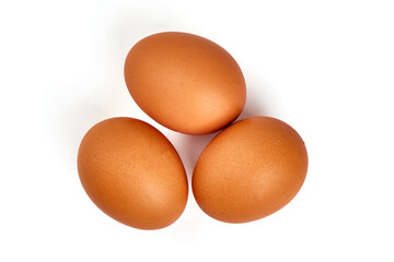 Chicken eggs, isolated on white background.