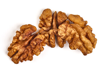 Walnut kernel, Nuts, isolated on white background.