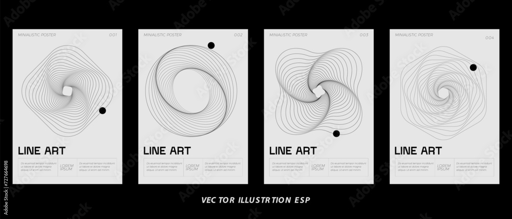 Poster retro futuristic vector minimalistic posters with line figures.extraordinary graphic elements of geo