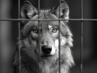 Fototapeta premium wolf in the cage
