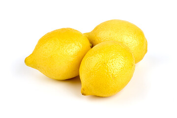 Fresh lemon fruits, isolated on white background.