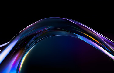 3d render, colorful background with abstract waves of light on a black empty background
