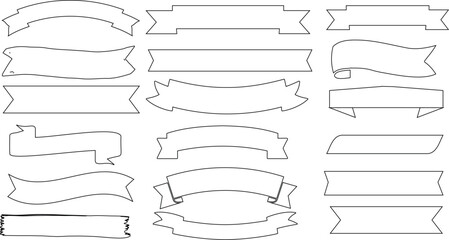 banner and ribbon Vector set, ribbon, banner outline. Perfect for product labels, awards, decorations. Easily editable, enhancing visual appeal. Elegant, classic elements for design work