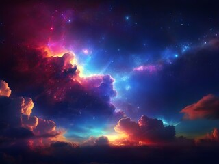 A colorful cloud in the sky at night background