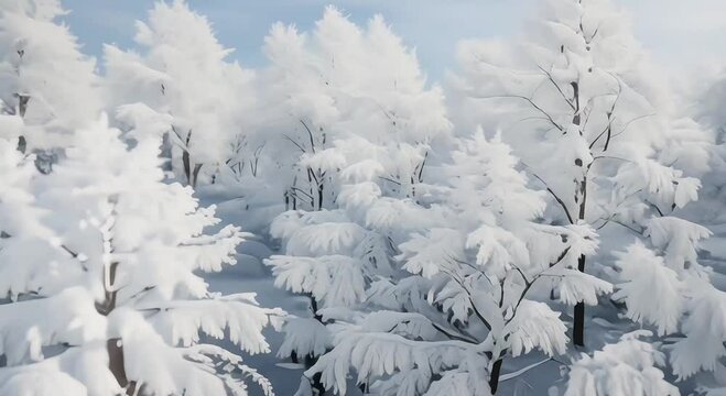 winter forest with snow white background