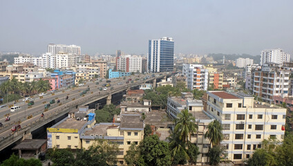  A beautiful sunny view of chittagong city. Top view of chittagong or chattogram city,Bangladesh .skyline of chattogram city.