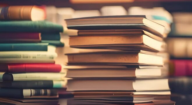 lots of textbooks stacked neatly