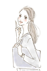 指差しチェックをする会社員のイラスト