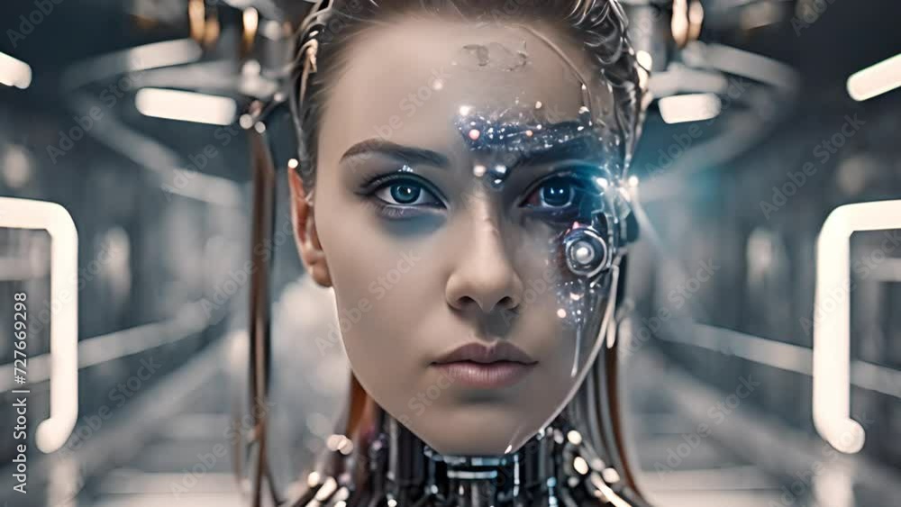Poster exploration of artificial intelligence and cyborg concept generative ai