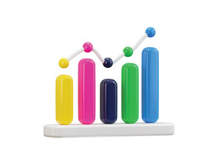 business investment, people managing financial chart or business growing icon 3d rendering illustration