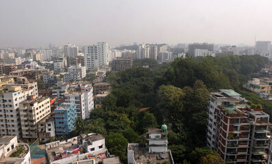  A beautiful sunny view of chittagong city. Top view of chittagong or chattogram city,Bangladesh .skyline of chattogram city.