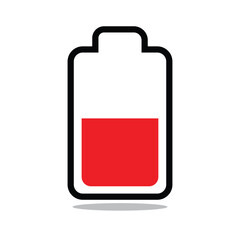 Battery vector icon. battery charge level 25%. 25% battery Charging icon with white background.