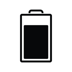 Cellphone battery mini line, icon, background and graphic. The icon is black and white, linear flat, vector with white background.