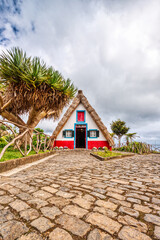 Traditional Houses on Madeira during a Cloudy Day