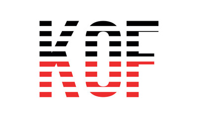 KOF three initial letter iconic line negative space minimal logo design vector template. monogram, abstract, wordmark, business, typography, minimalist, brand, company, flat, modern, unique, simple