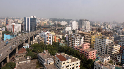  A beautiful sunny view of chittagong city. Top view of chittagong or chattogram city,Bangladesh .skyline of chattogram city.