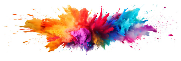 A powerful explosion of colors, isolated on a transparent background