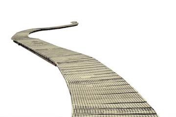 Cutout of an isolated front view of an empty wooden boardwalk with the transparent png - obrazy, fototapety, plakaty