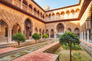 Courtyard in the Royal Alcazar of Seville (Real Alcazar de Sevilla), Seville