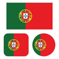Portugal flag in rectangle square and circle