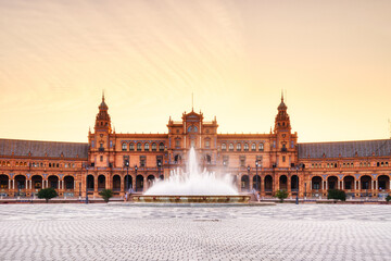 Fototapeta premium Plaza de Espana in Seville during Sunset, Andalusia